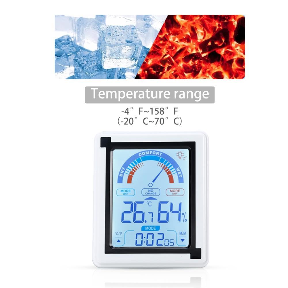 Intirilife Thermometer Innen LCD Hygrometer Uhr Weiss