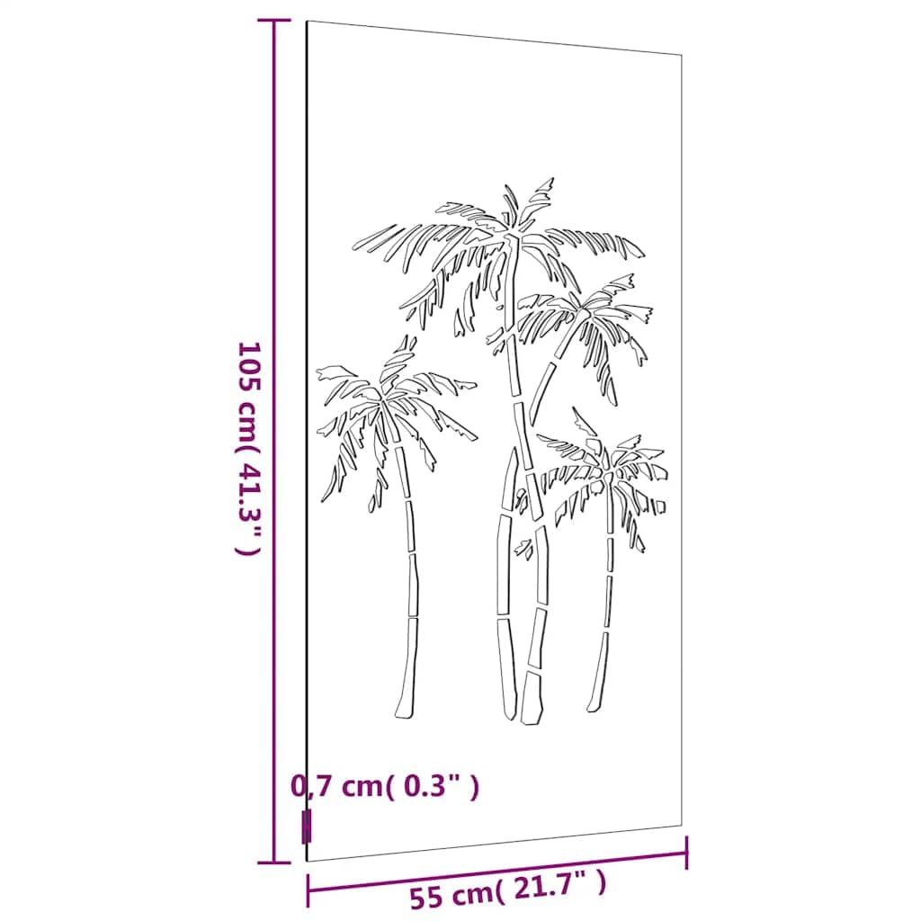 vidaXL Garten-Wanddeko 105x55 cm Cortenstahl Palmen
