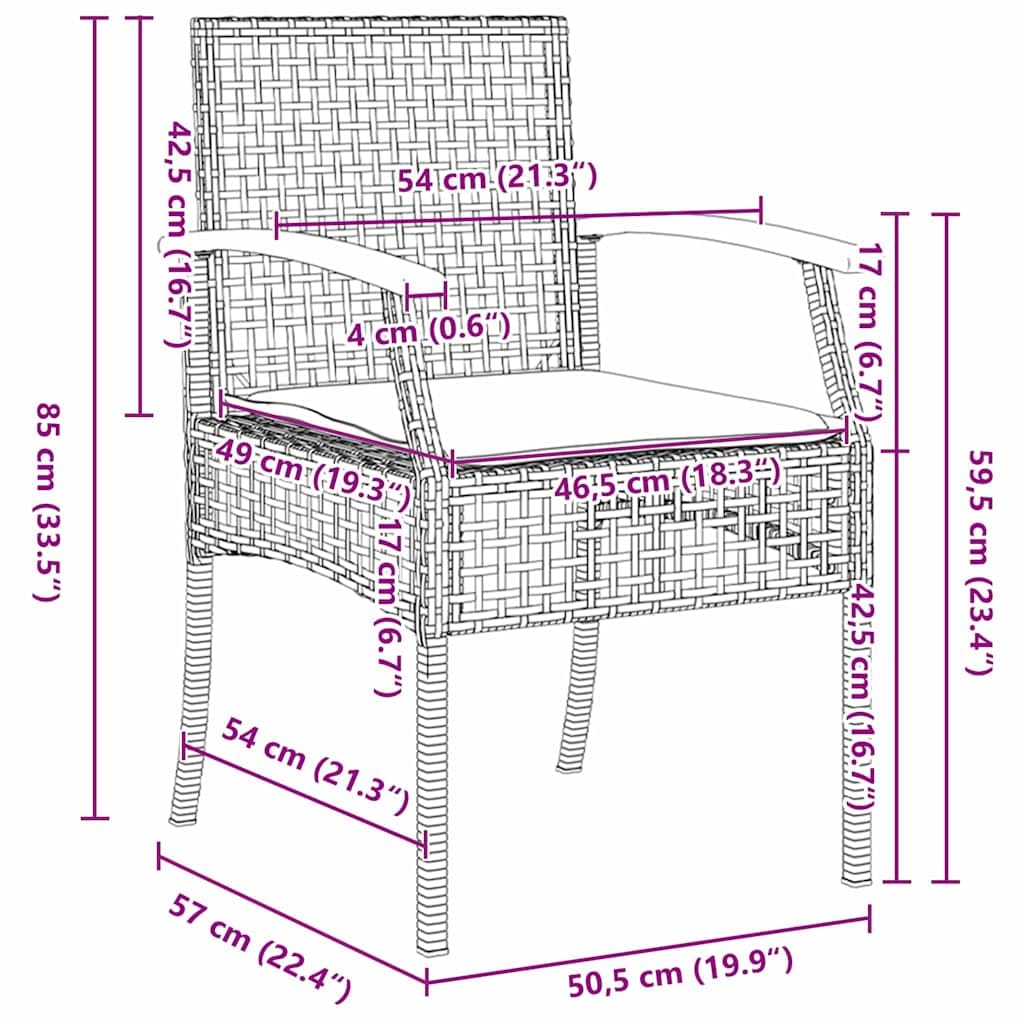 vidaXL Heim & Garten Essgruppe 9-tlg Schwarz Rattan Glastisch