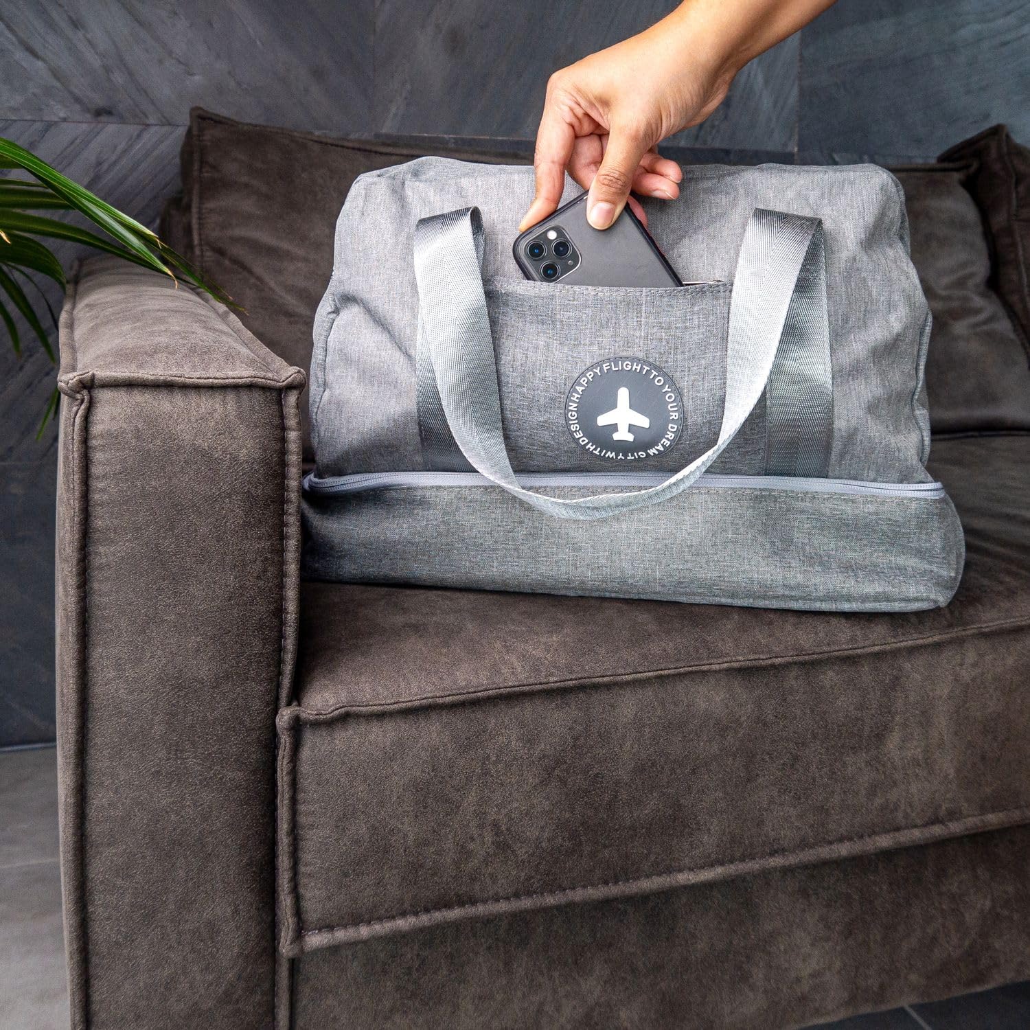 Intirilife Reisetasche Grau 40x17x30 cm wasserabweisend