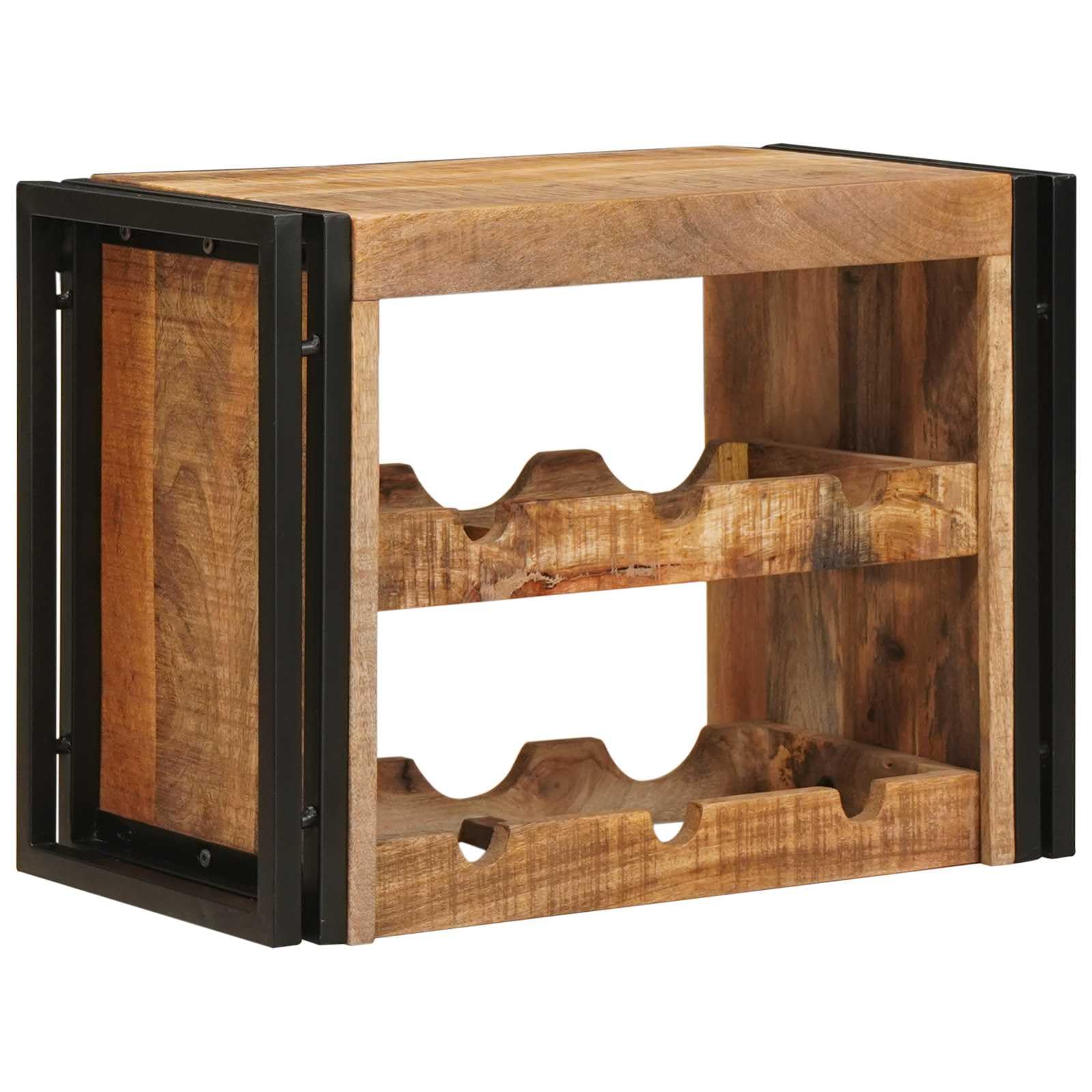 vidaXL Möbel Weinregal 60 cm Braun Raues Mangoholz