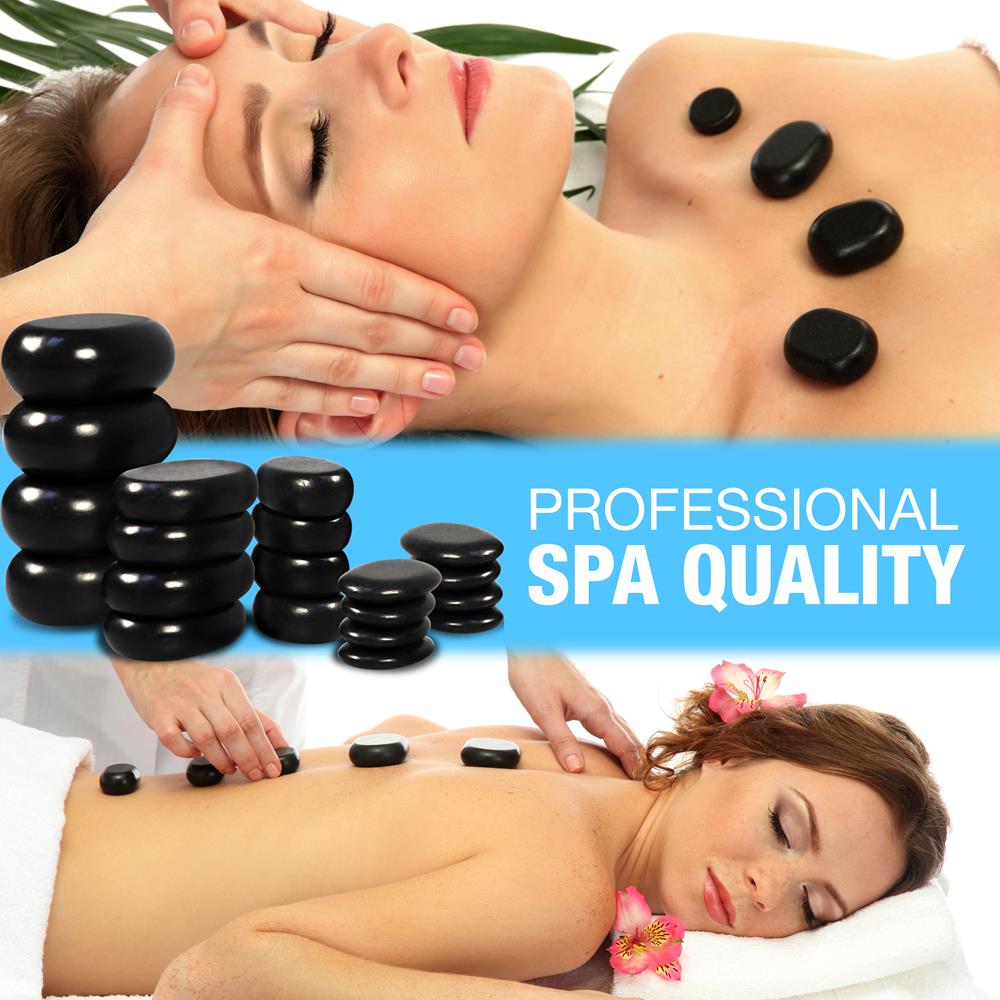 Serenelife Massage Spa Sauna PSLMSTN33 Hot Stones 20-tlg Basalt