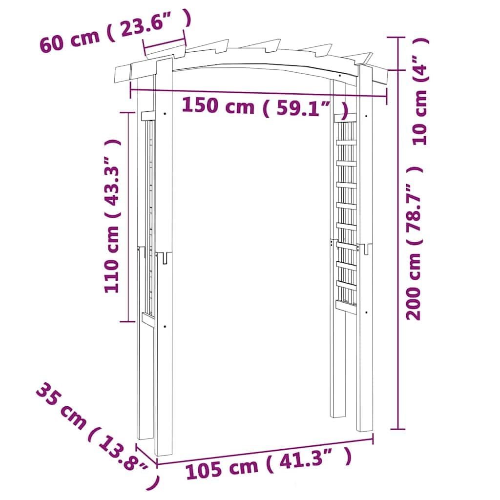 vidaXL Gartenbogen Holz 150x60x210 cm Kiefer Rankbogen