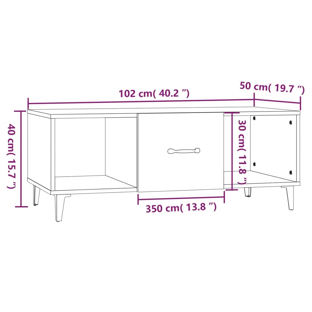 vidaXL Möbel Couchtisch Weiß Holzwerkstoff 102 cm