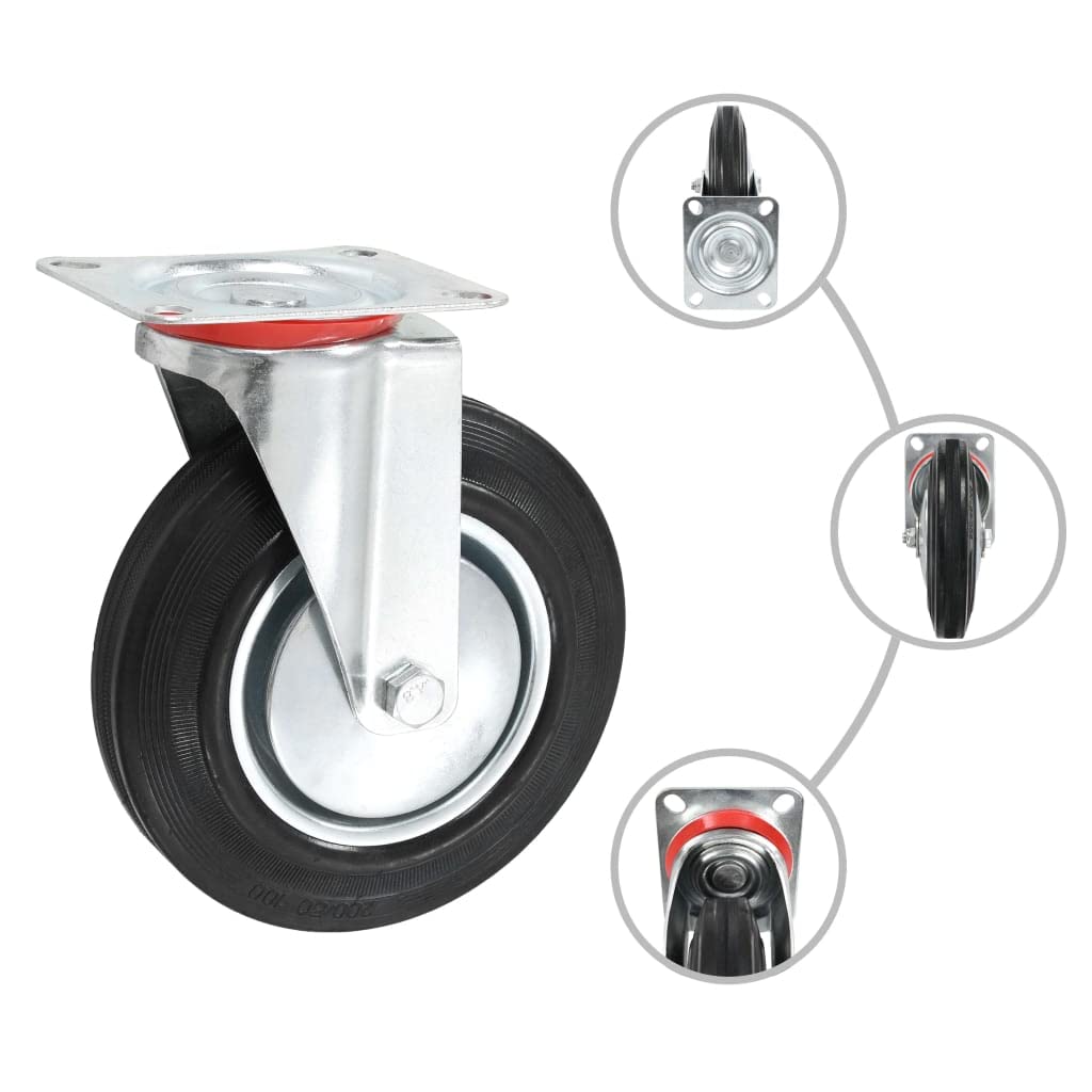 vidaXL Lenkrollen 200 mm Möbelrollen 4 Stk. Gummi Eisen