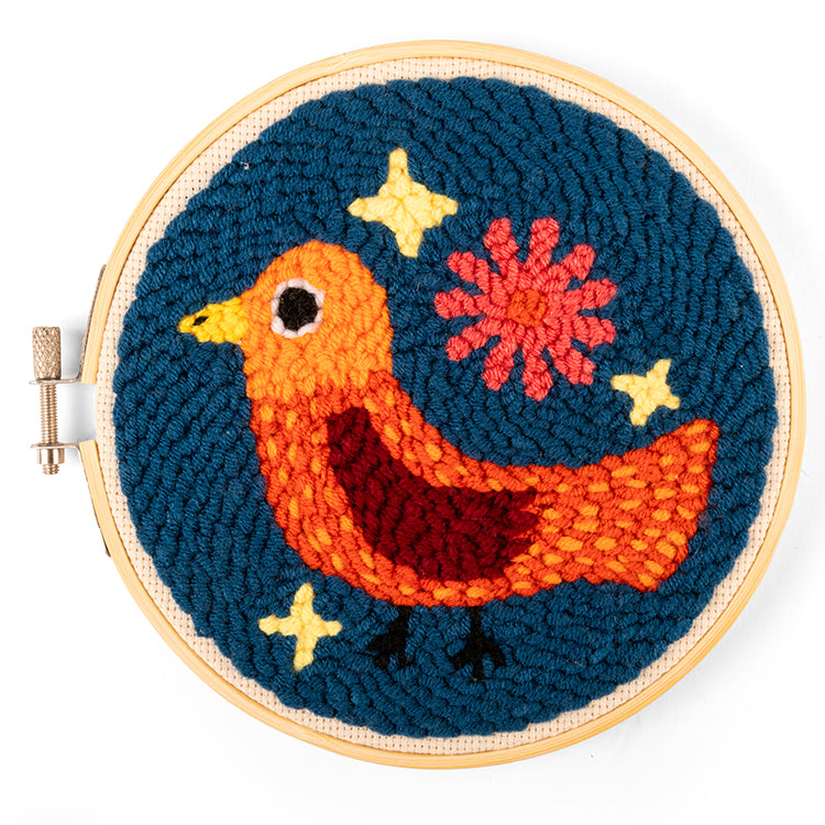 Kikkerland Crafters Bird Punch Needle Kit Stickset