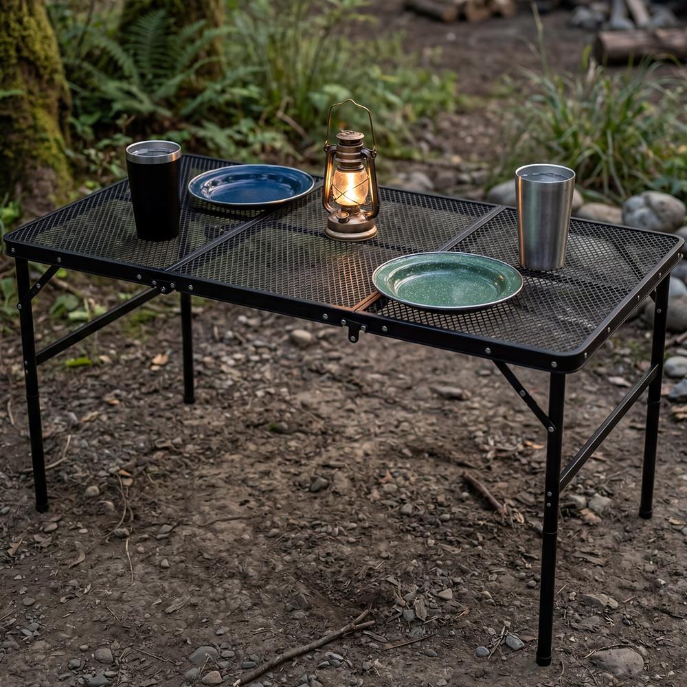 Serenelife Camping Campingtisch 4Ft schwarz 122 cm höhenverstellbar