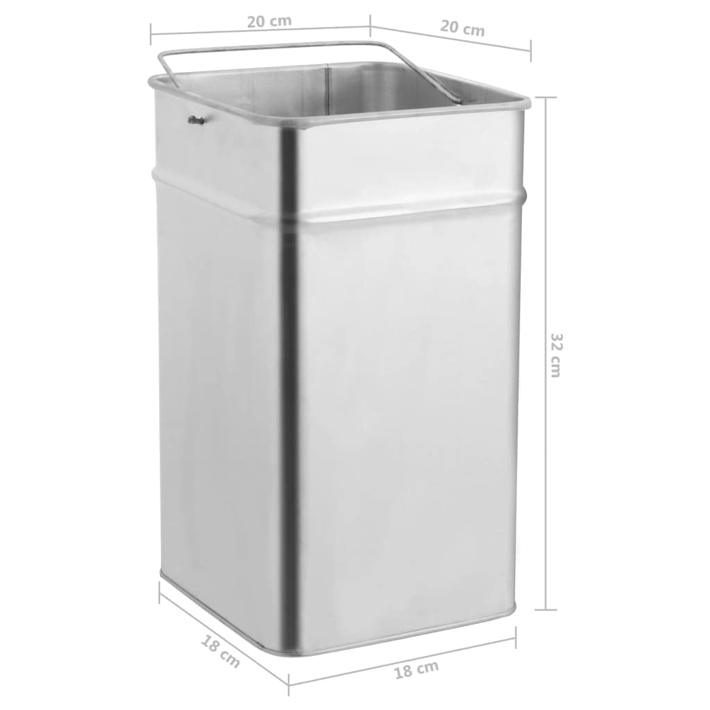 vidaXL Heim & Garten Mülleimer 36L Edelstahl Silber Ascher