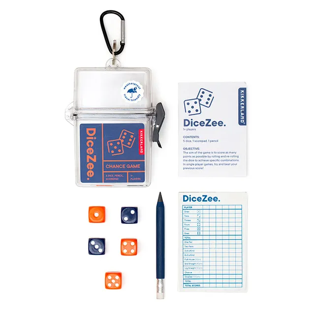 Kikkerland DiceZee Würfelspiel wasserdicht mit Karabiner