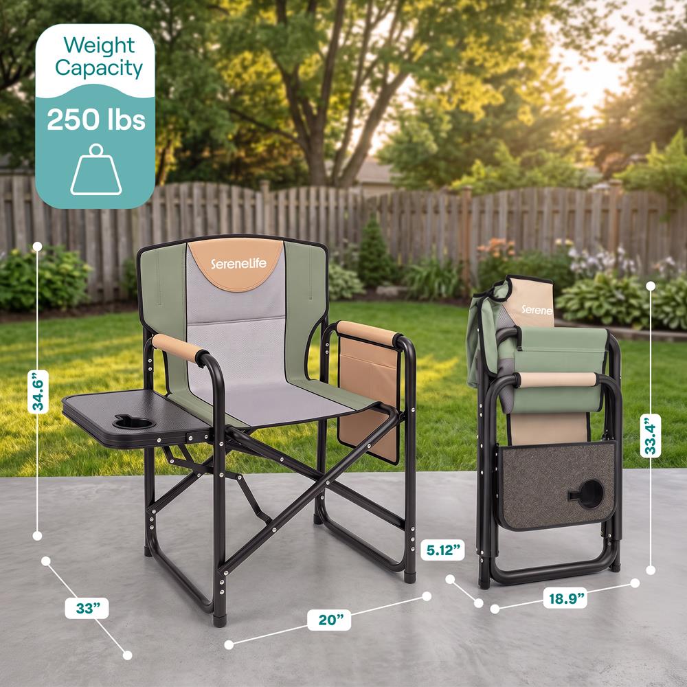 Serenelife Furniture SLFLDCHTBLG Regiestuhl Grün mit Tisch faltbar