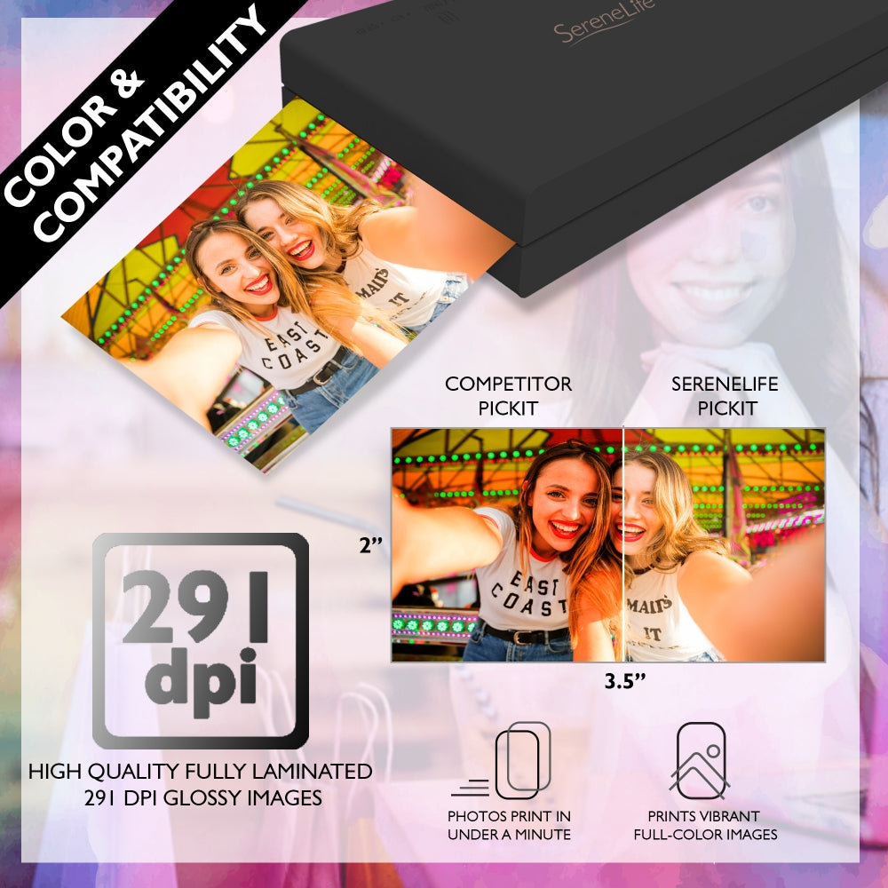 Serenelife PicKit22BK Fotodrucker Smartphone kabellos