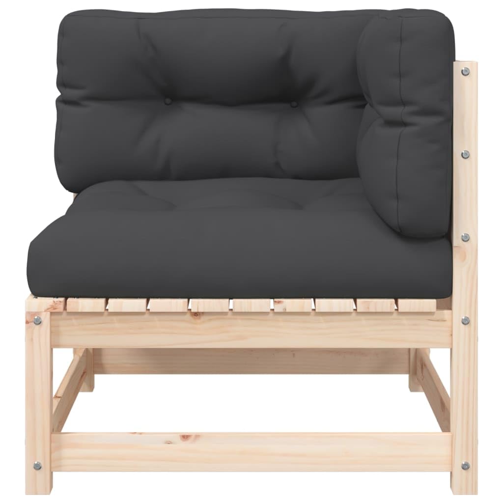 vidaXL Heim & Garten Garten-Ecksofa Kiefer mit Hocker Natur