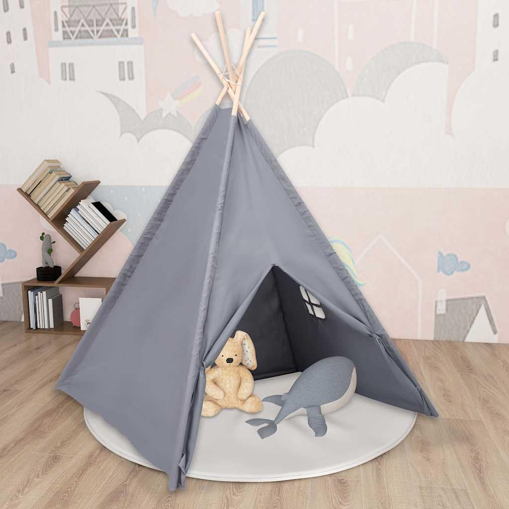vidaXL Tipi-Zelt Grau 120x120x150 cm mit Tasche