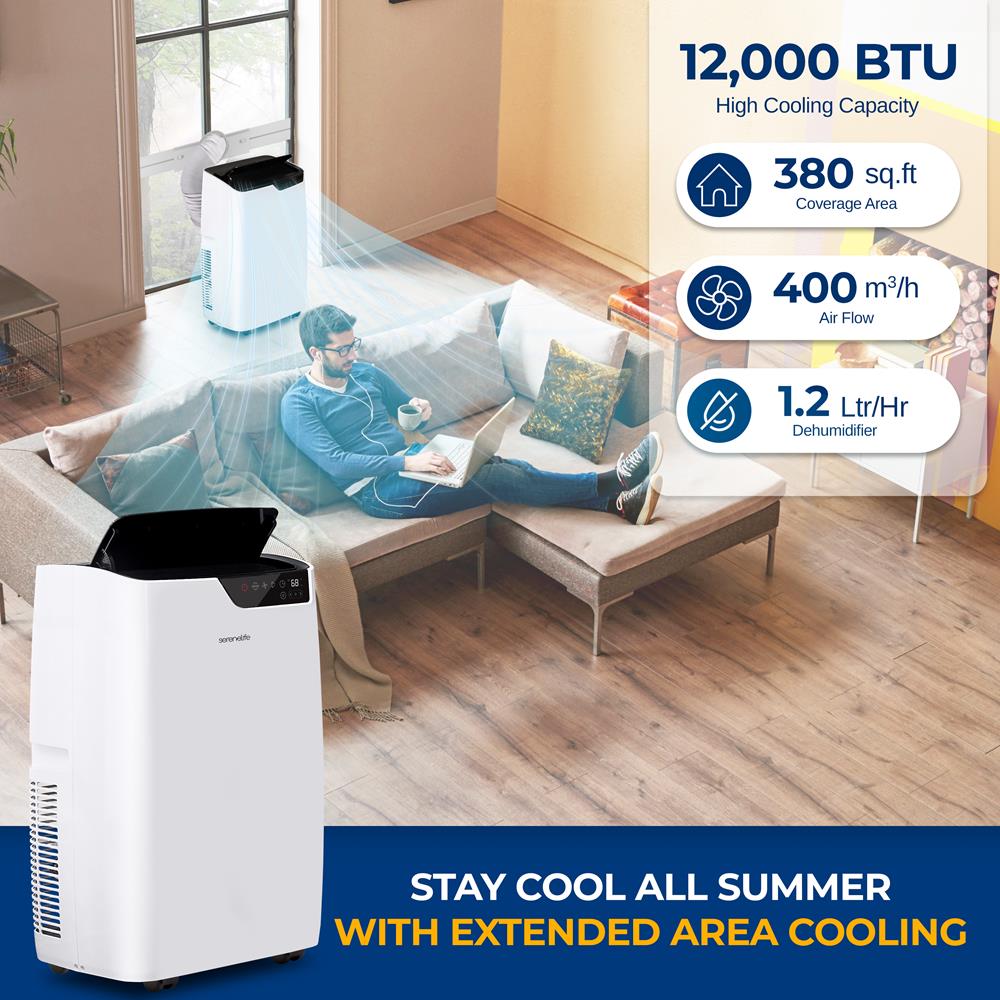 Serenelife Portable AC Klimaanlage Heizung 12000 BTU Weiß
