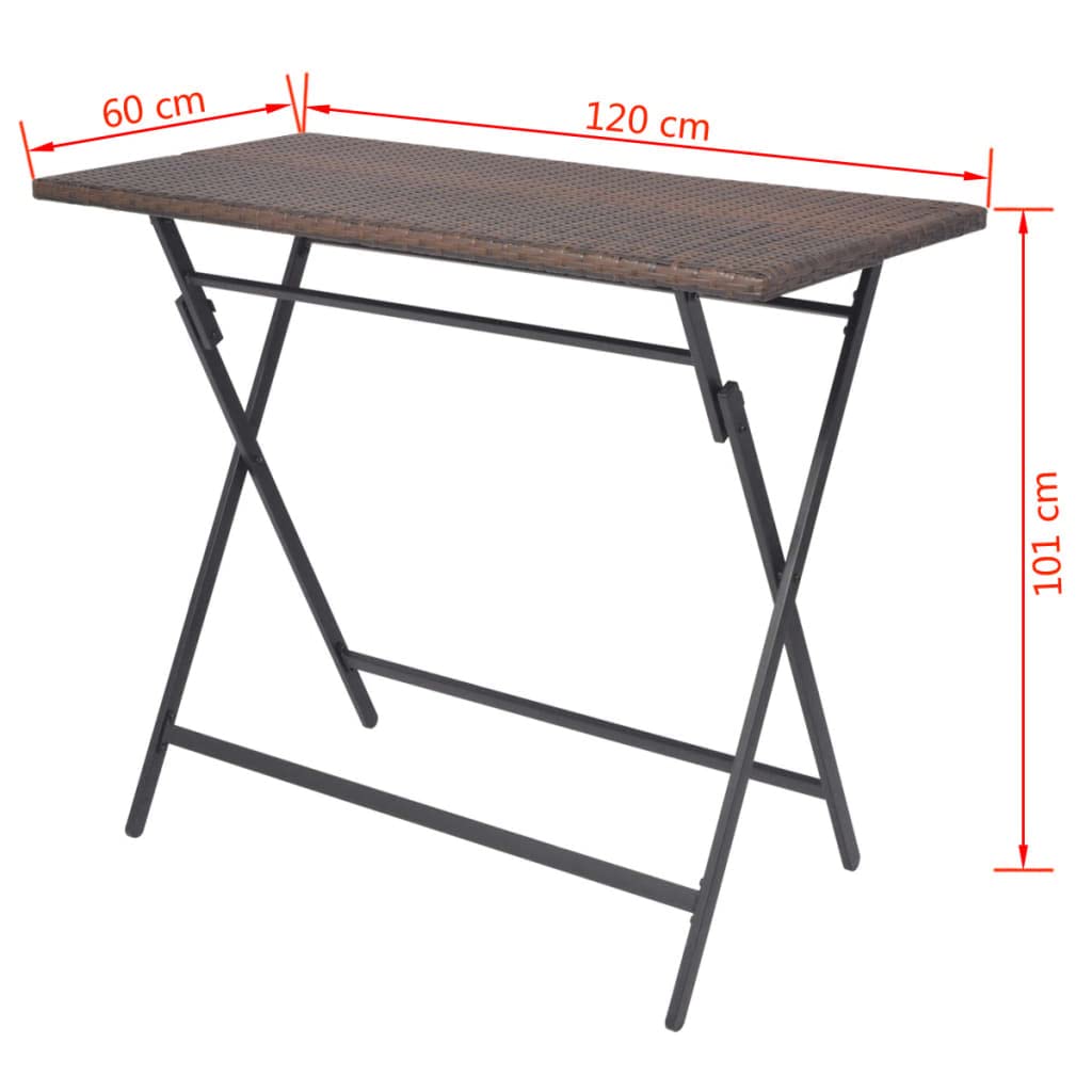 vidaXL Garten-Essgruppe 7-tlg Rattan Braun Klappbar