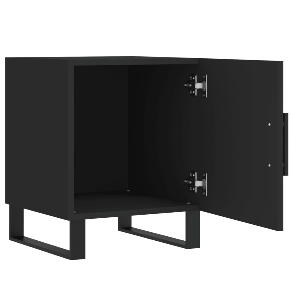 vidaXL Nachttische 2 Stk. 40x40x50 cm Holz Schwarz mit Tür