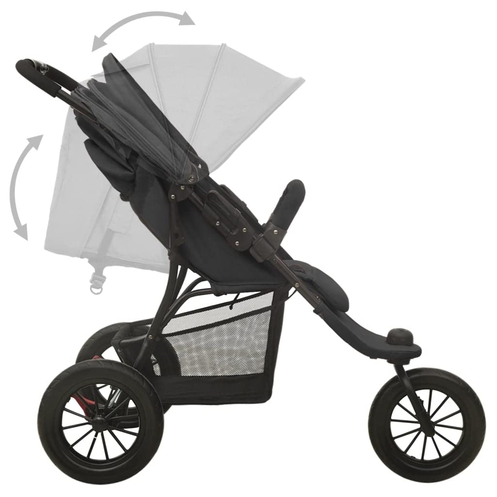 vidaXL Baby Kinderwagen Buggy Anthrazit Einhand-Klapp Stahl