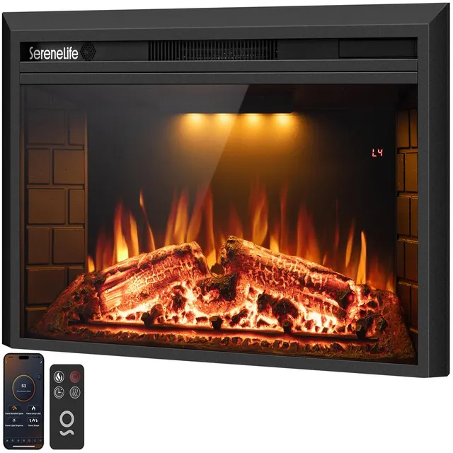 Serenelife Heater Wandkamin Elektroheizung 1500W WiFi Schwarz