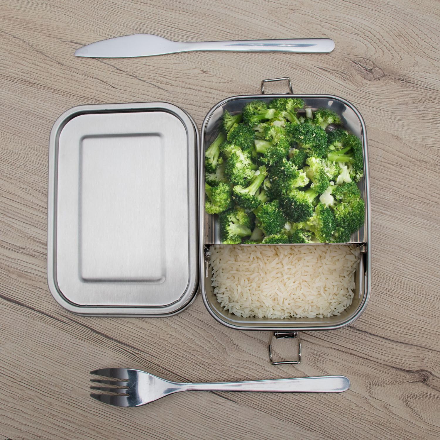 Intirilife Lunchbox Edelstahl 550 ml Silber auslaufsicher