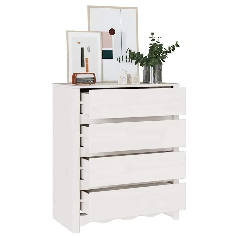 vidaXL Kommode Drammen Weiß 76,5x40x91 Kiefer Massivholz