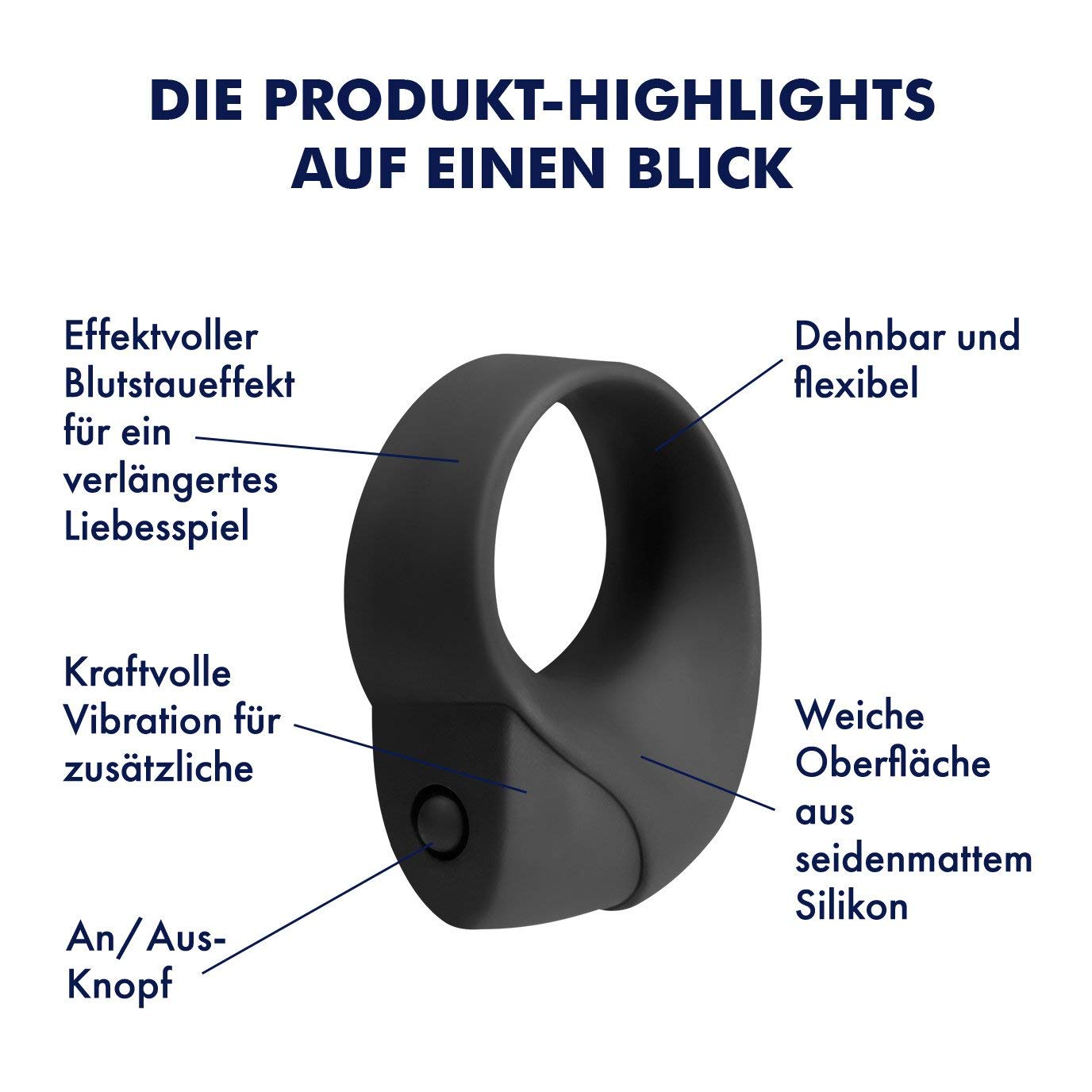 EIS Vibratoren Penisring Silikon mit Vibration Schwarz 3-6 cm