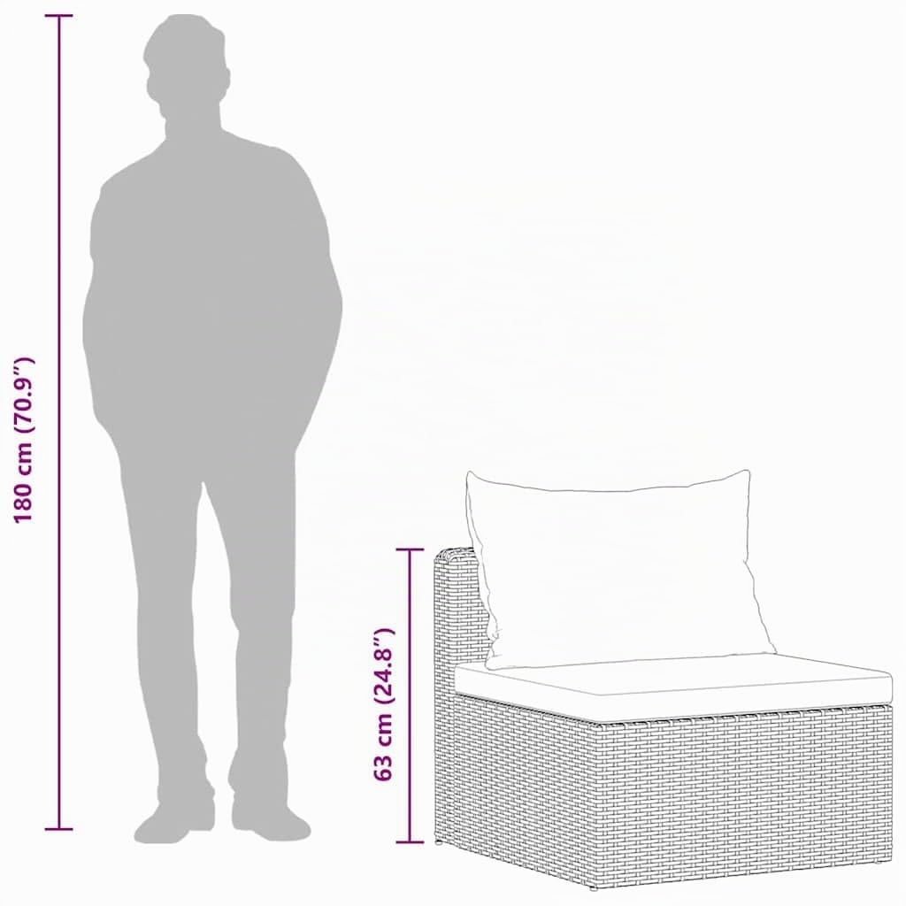 vidaXL Gartensofa 3-tlg. Gartengarnitur grau Poly Rattan