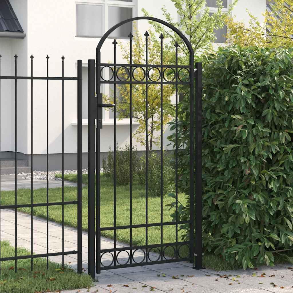 vidaXL Gartentor mit Bogen 105x170 cm Stahltor schwarz