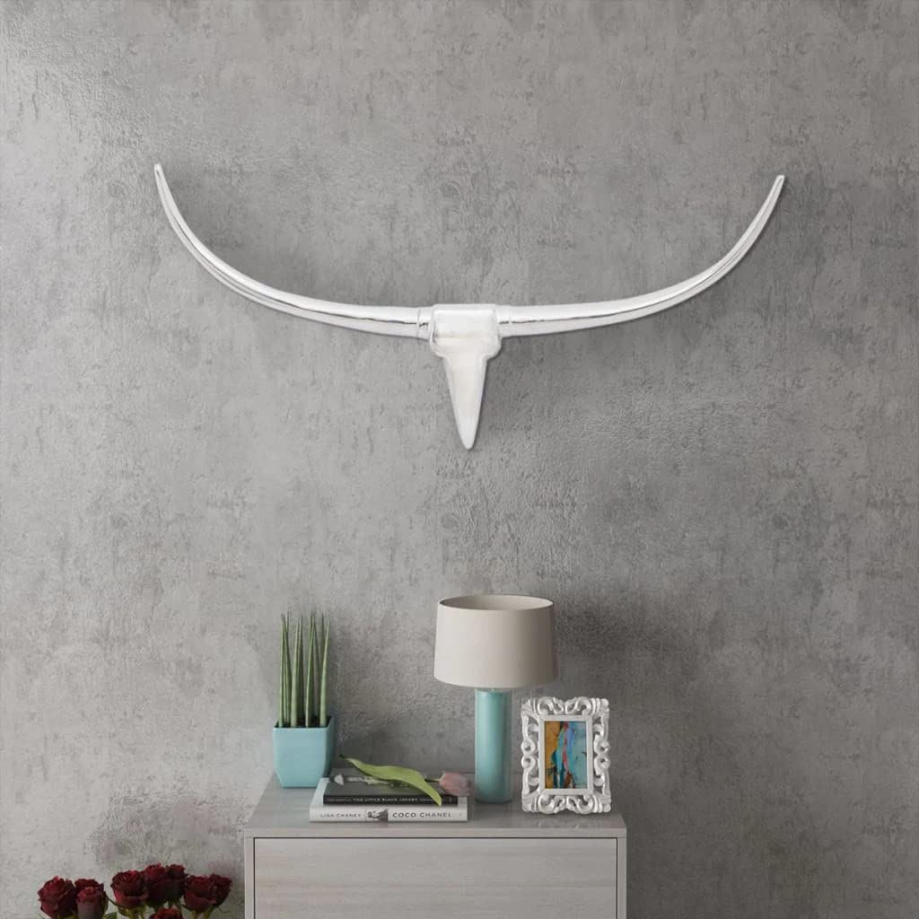 vidaXL Stierkopf Dekofigur Aluminium Silber 72 cm