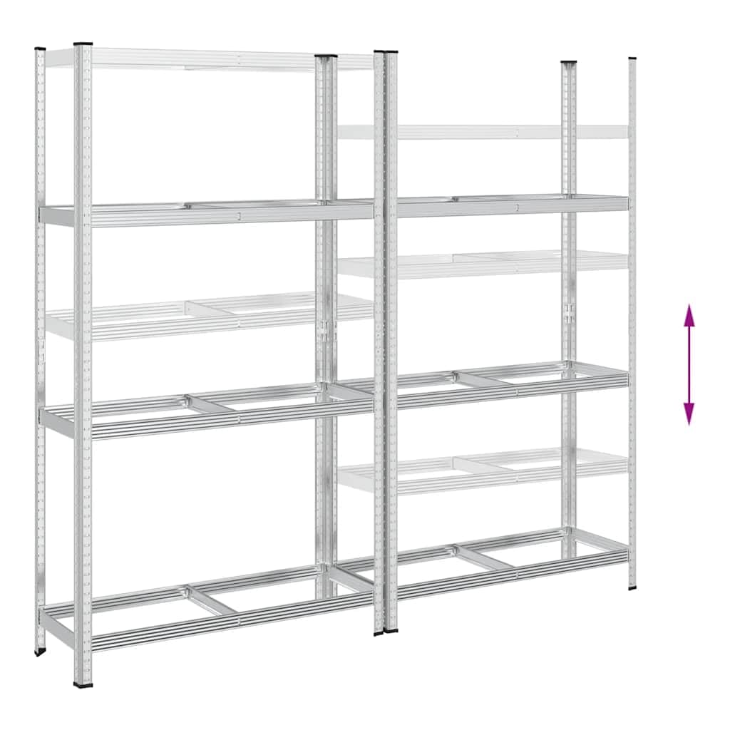 vidaXL Reifenregal 3 Böden 110x40x200 Silber 2 Stk Stahl