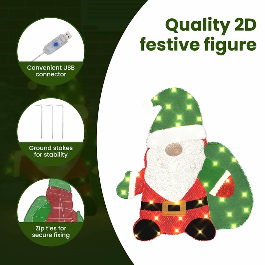 vidaXL Heim & Garten Weihnachtsmann Figur LED warmweiß 70cm USB