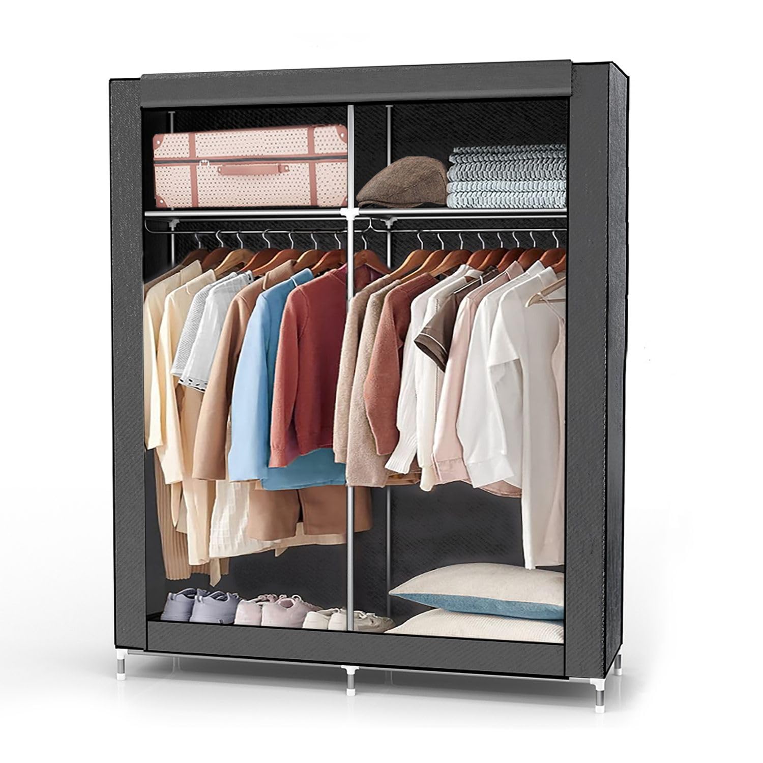 Intirilife Faltschrank 108x45x170 cm Stoffschrank Braun