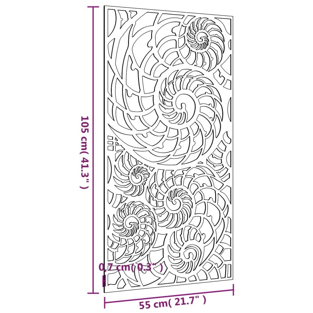vidaXL Heim & Garten Wanddeko 105x55 cm Cortenstahl Muschel-Design