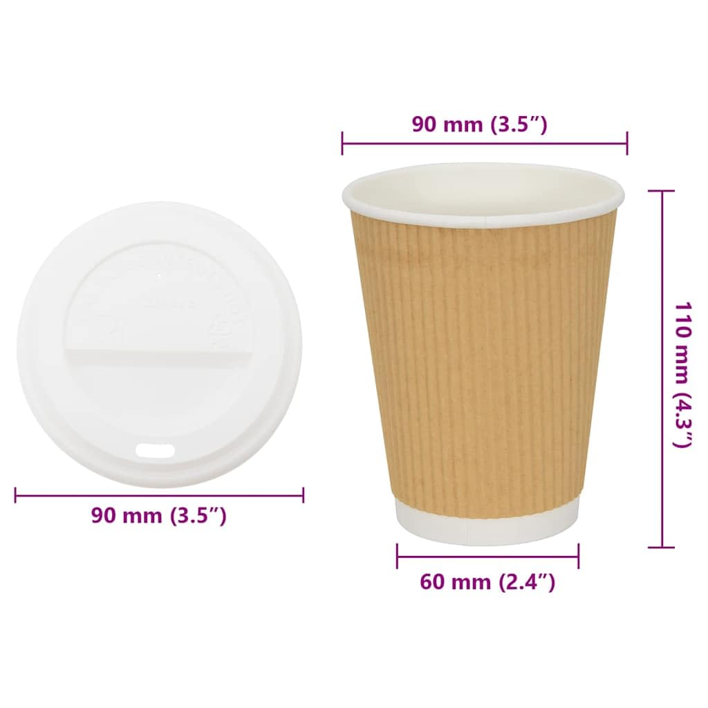 vidaXL Pappbecher mit Deckel 12oz 300ml 1000 Stück auslaufsicher