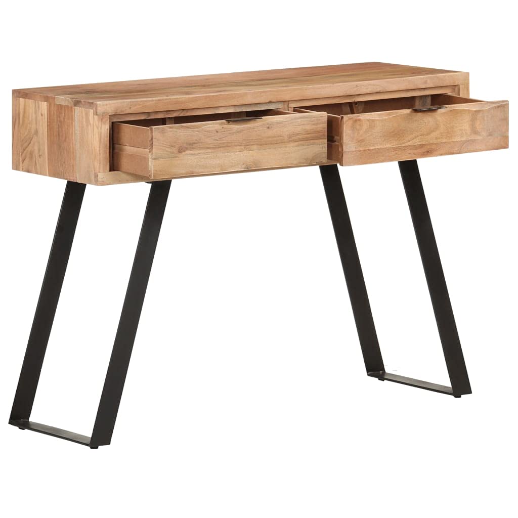 vidaXL Konsolentisch Akazie 100x35x76 cm 2 Schubladen Naturkante