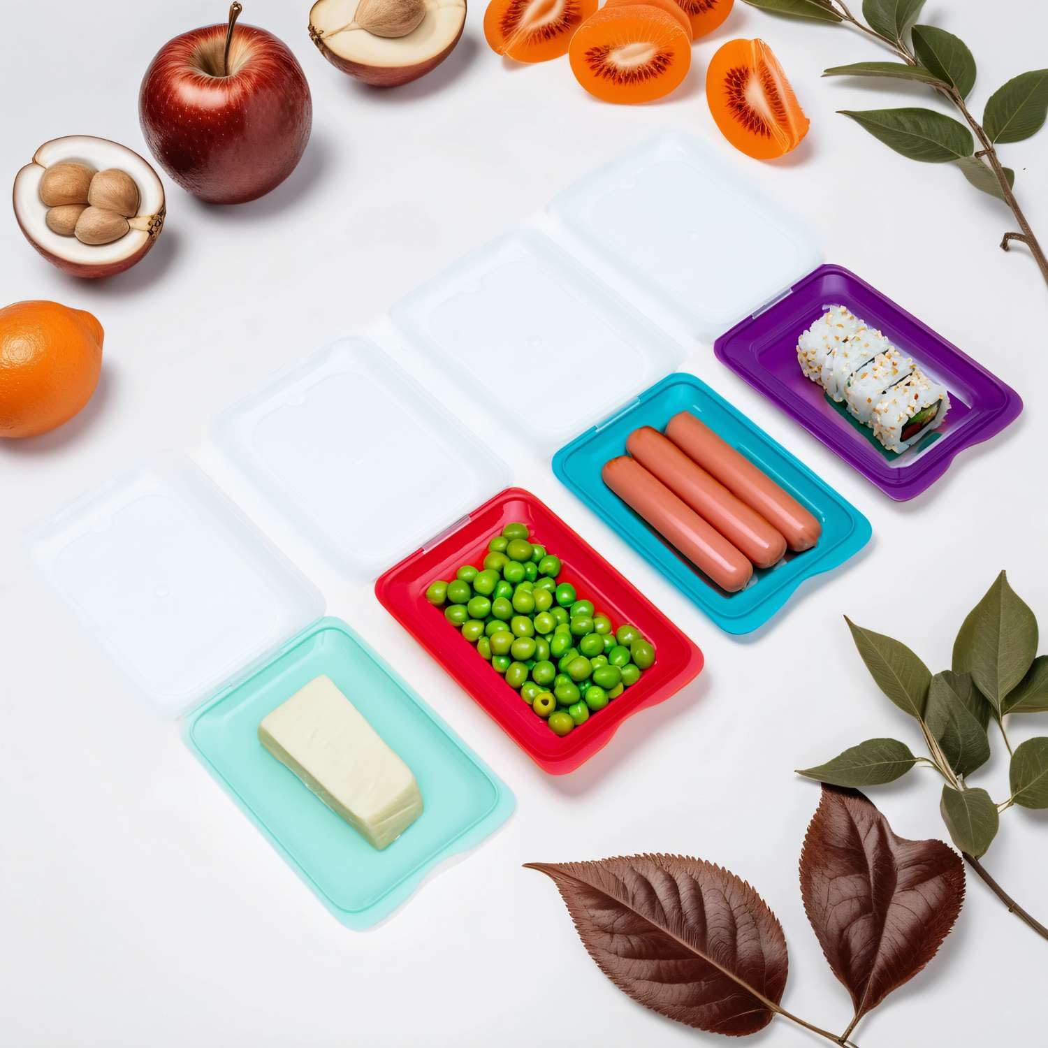 Intirilife Aufschnittboxen Set 4x BPA-frei stapelbar