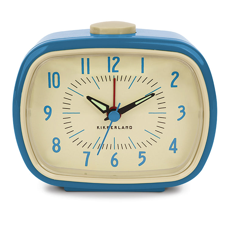 Kikkerland Home Retro Wecker Blau Analog mit Licht