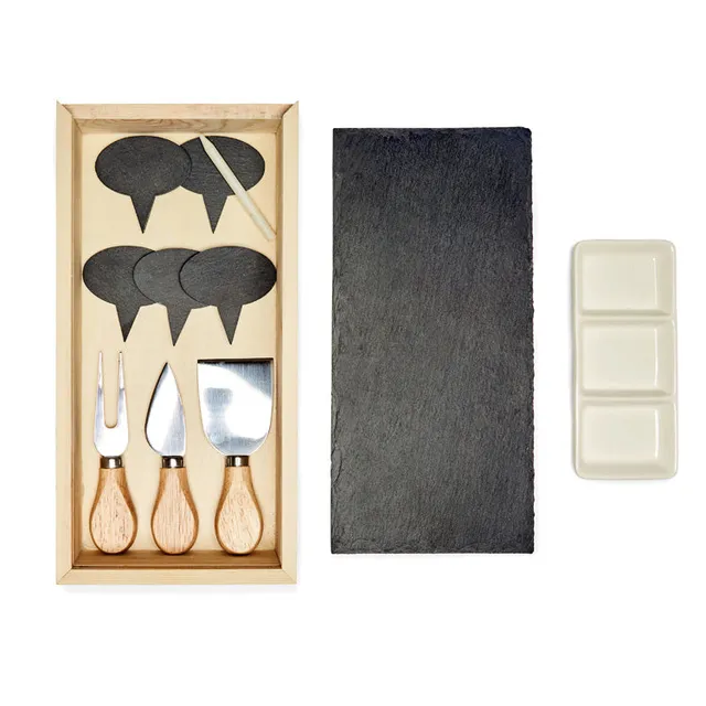 Kikkerland Home Charcuterie Käsebrett Set 12-teilig Schiefer