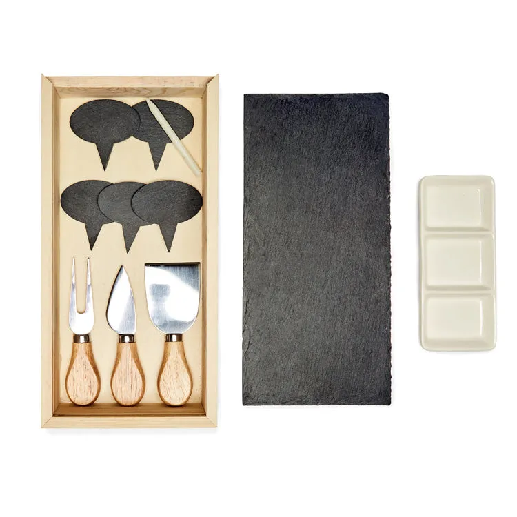 Kikkerland Home Charcuterie Käsebrett Set 12-teilig Schiefer