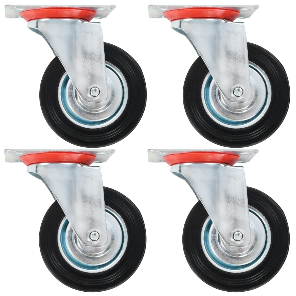 vidaXL Lenkrollen 100 mm Möbelrollen 4 Stk. Gummi Eisen