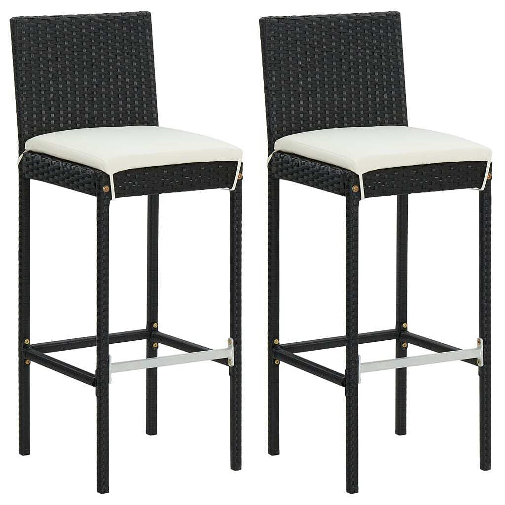 vidaXL Heim & Garten 3-tlg. Gartenbar-Set Rattan Schwarz mit Kissen