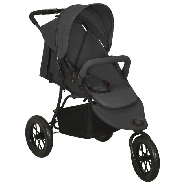 vidaXL Baby Kinderwagen Buggy Anthrazit Einhand-Klapp Stahl