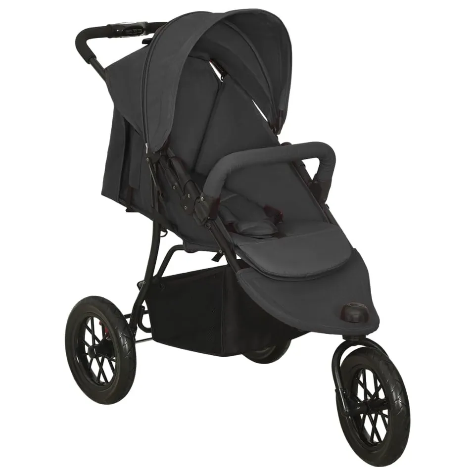 vidaXL Baby Kinderwagen Buggy Anthrazit Einhand-Klapp Stahl