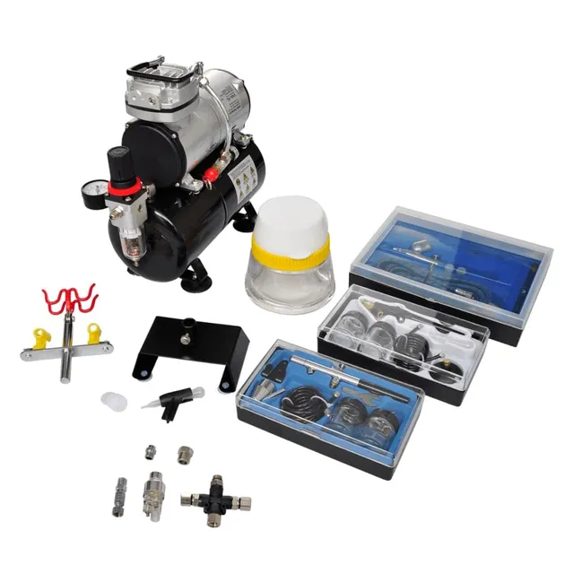 vidaXL Airbrush Profi Komplett-Set Airbrushpistole 3 Pistolen 3L