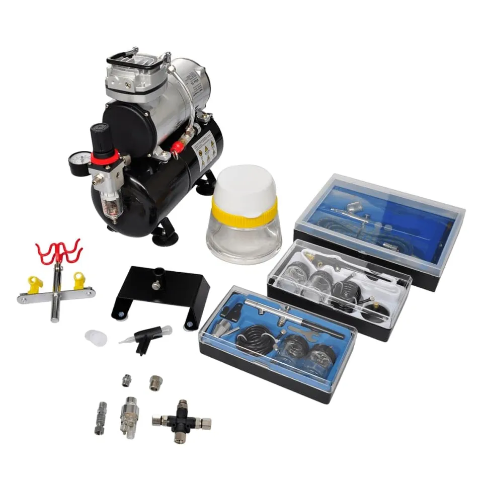 vidaXL Airbrush Profi Komplett-Set Airbrushpistole 3 Pistolen 3L