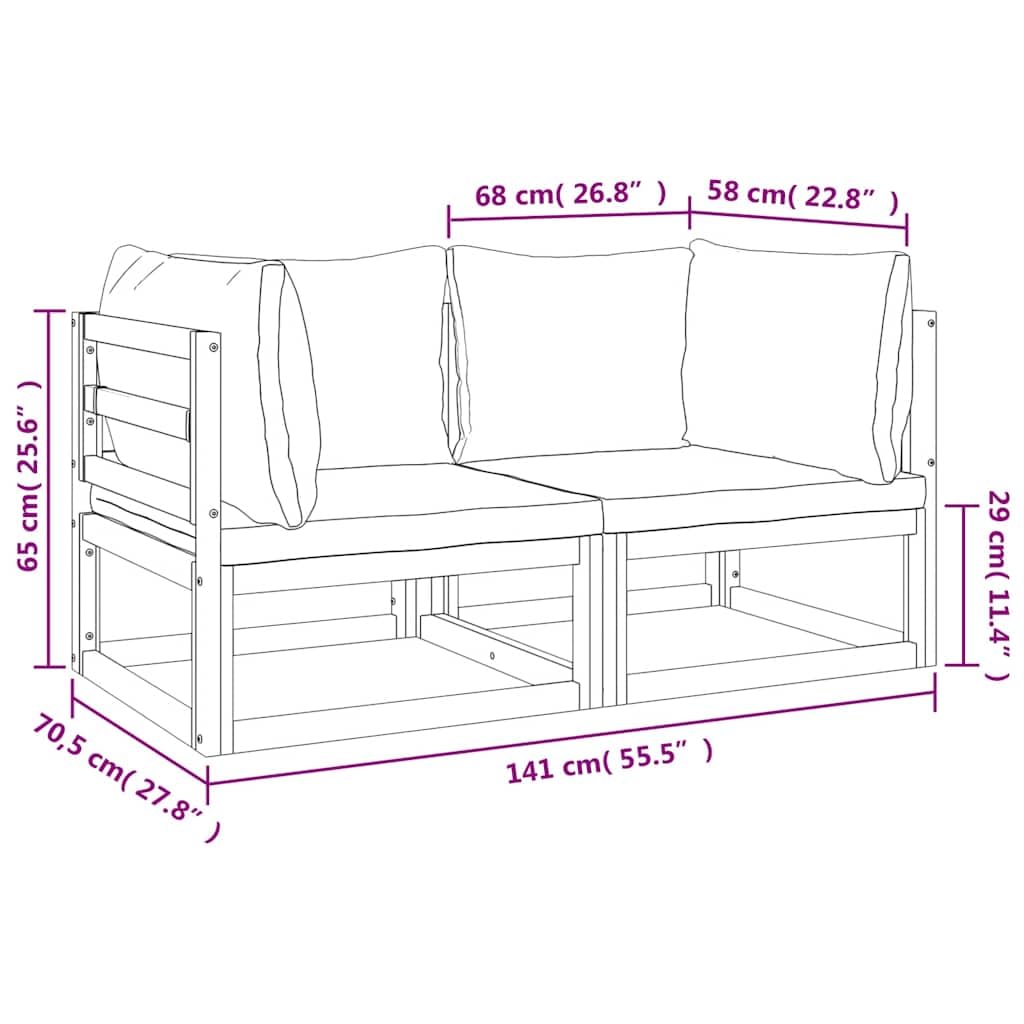 vidaXL Heim & Garten Modular Ecksofa 2Stk Taupe Akazie