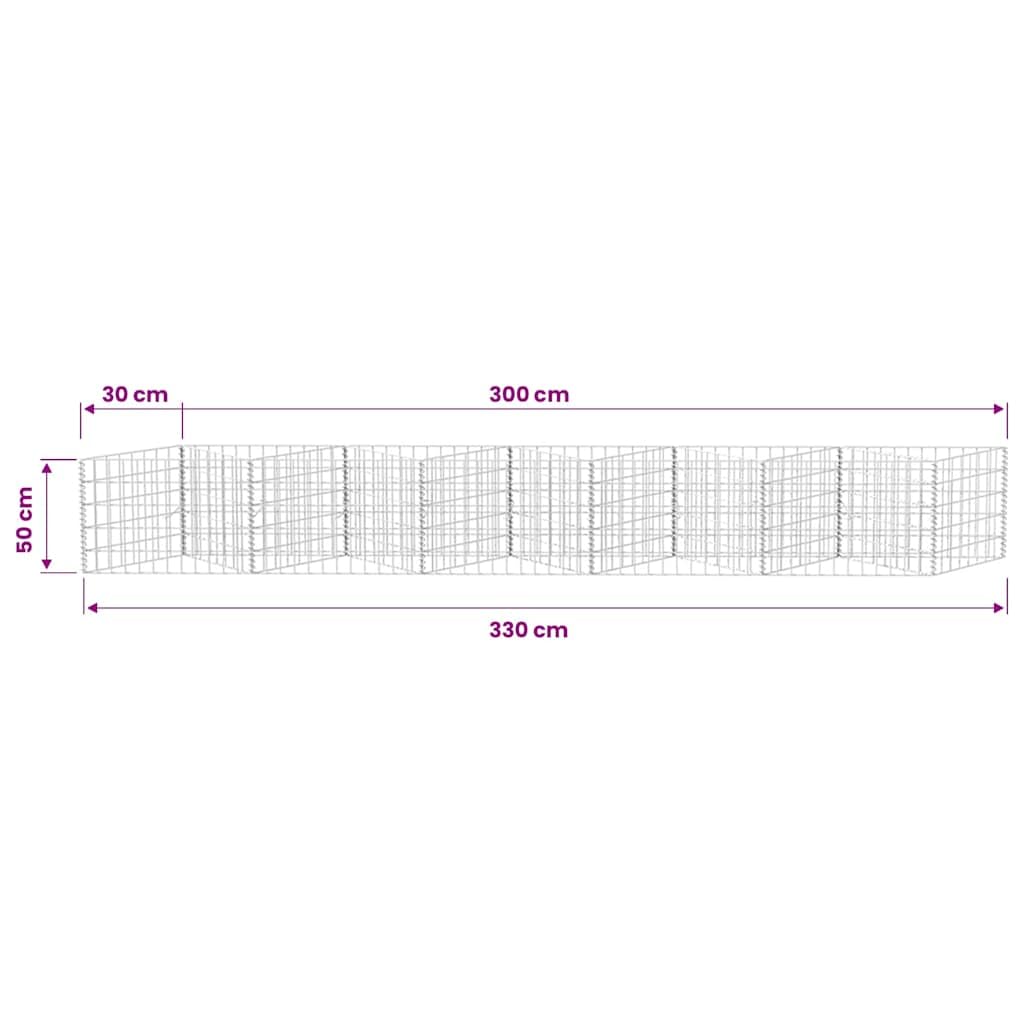 vidaXL Gabionenkorb Hochbeet Stahl 300x30x50 cm verzinkt