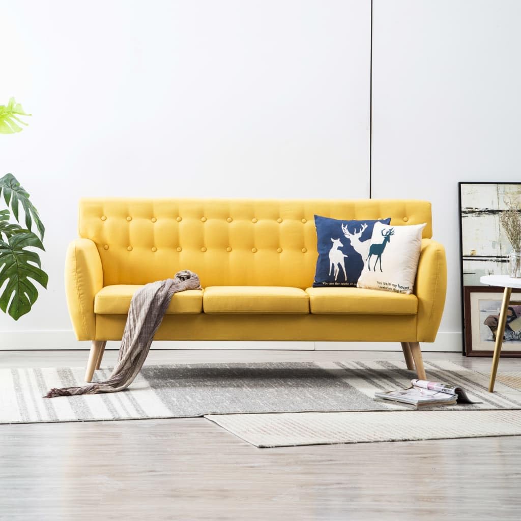 vidaXL Möbel 3-Sitzer-Sofa Stoff Gelb 172 cm