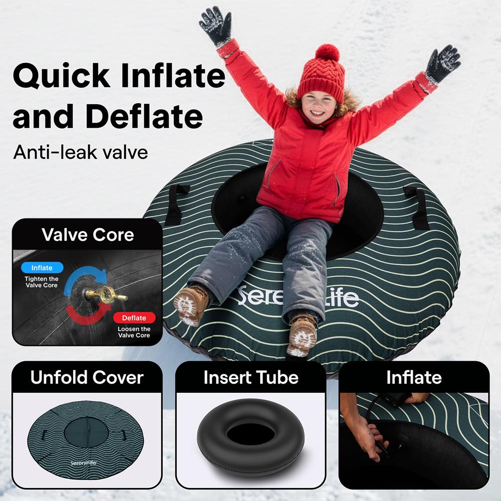 Serenelife Kids Play Snowtube Schlitten grün 44 Zoll
