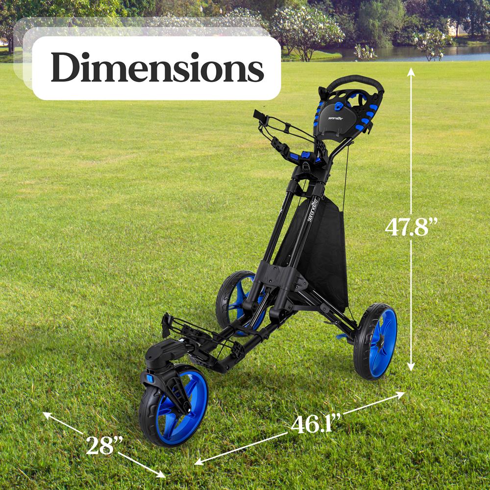 Serenelife Camping SLGZ48 Golf Trolley 3-Rad Alu faltbar