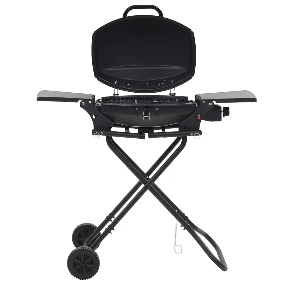 vidaXL Gasgrill tragbar Schwarz mit Kochzone Stahl